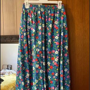 Vintage Strawberry + Floral Print Skirt